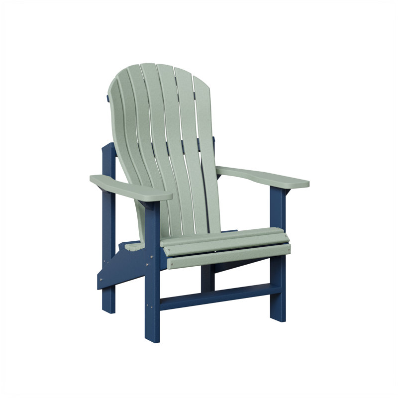 Berlin Gardens Contour Upright Adirondack Chair, Seafoam with Navy Blue