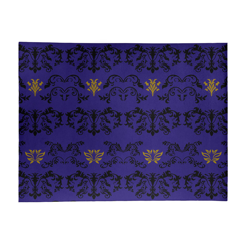 Tapis mauve / noir Damask, Rectangle 5 pi x 7 pi