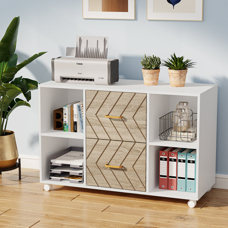 Classeur 2 tiroirs Algere, Beige / Blanc