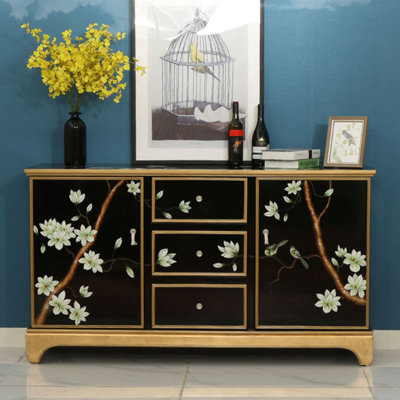 Hand-Painted 3-Drawer Double-Door Sideboard