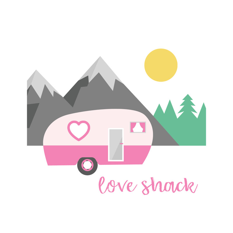 Love Shack Camper - Wrapped Canvas Painting, 91cm H x 91cm W x 3.8cm D