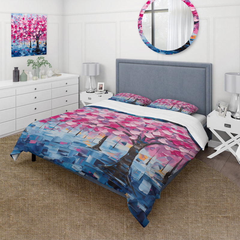 Pink And Purple Tree Essence IV - Tree Duvet Cover Set, King Duvet Cover