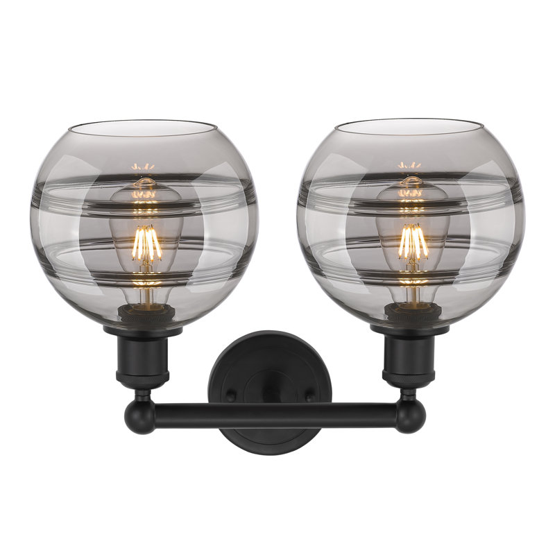 Éclairage pour meuble-lavabo à 2 lumières à intensité variable Bienes, Gris fumée clair, Noir mat