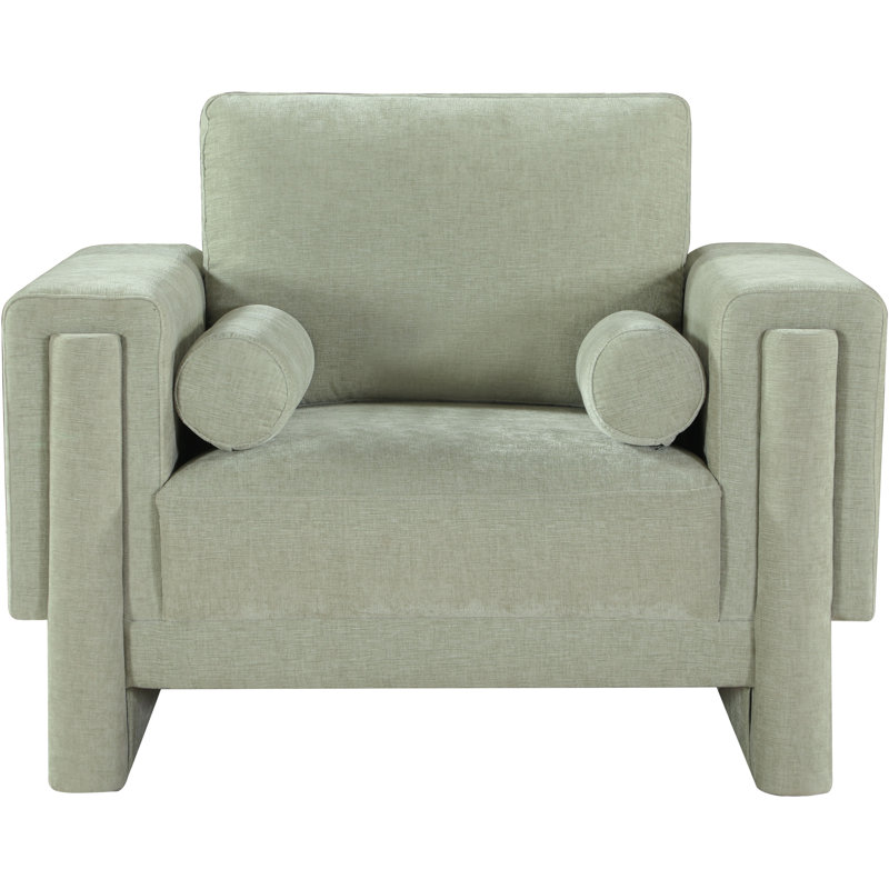 Izziah Upholstered Armchair, Mint Chenille Fabric