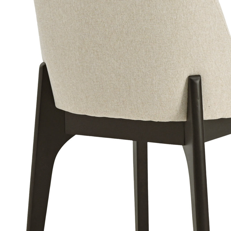 Bason 19.5" H Polyester Upholstered Dining Chair With Black Solid Wood Legs, Khaki