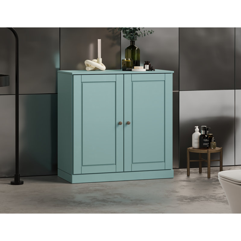 Armoire de salle de bain en bois massif l 32 po Melvous, Bleu turquoise