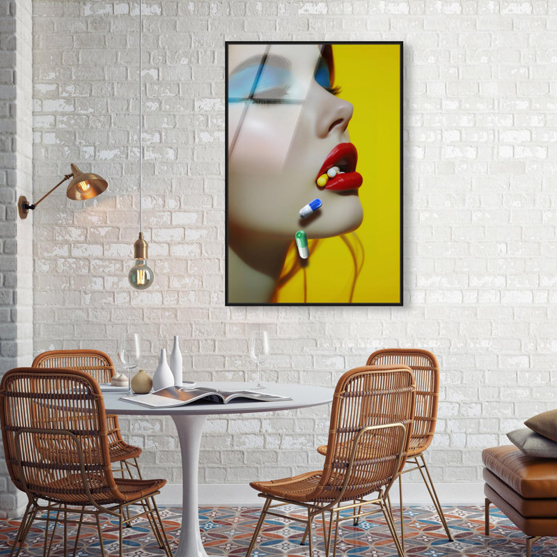 Oliver Gal Supplements Fashion - Framed Acrylic Glass Wall Art, Black, 55" H x 37" W
