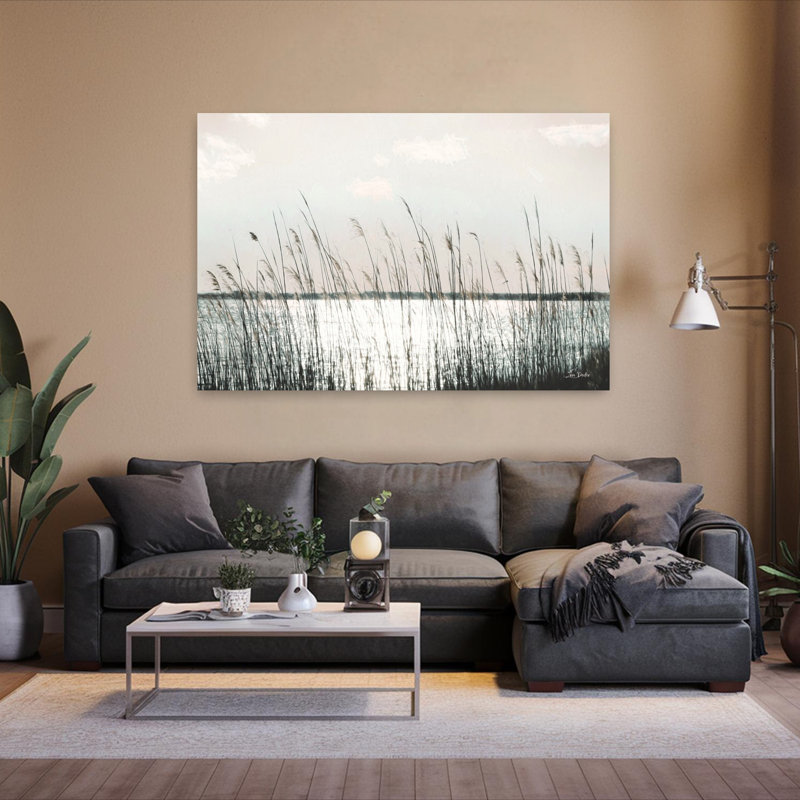 Art contemporain, paysage côtier tranquille serein minimaliste, H 40 po x l 60 po