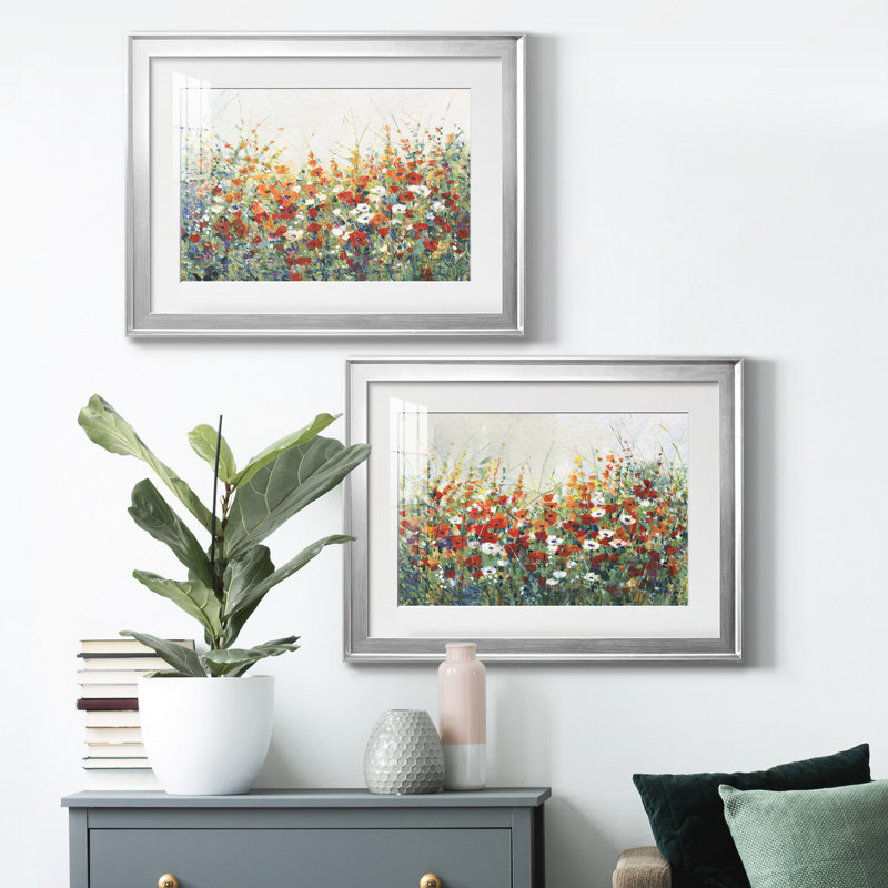 Garden In Bloom I - ensemble de 2 reproductions de cadres photo, Cadre argenté, H 36,5 po x l 53 po x P 1 po