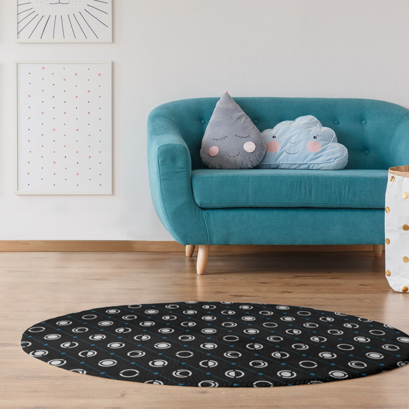 Tapis noir/bleu zone lune phases, Rond 5 pi