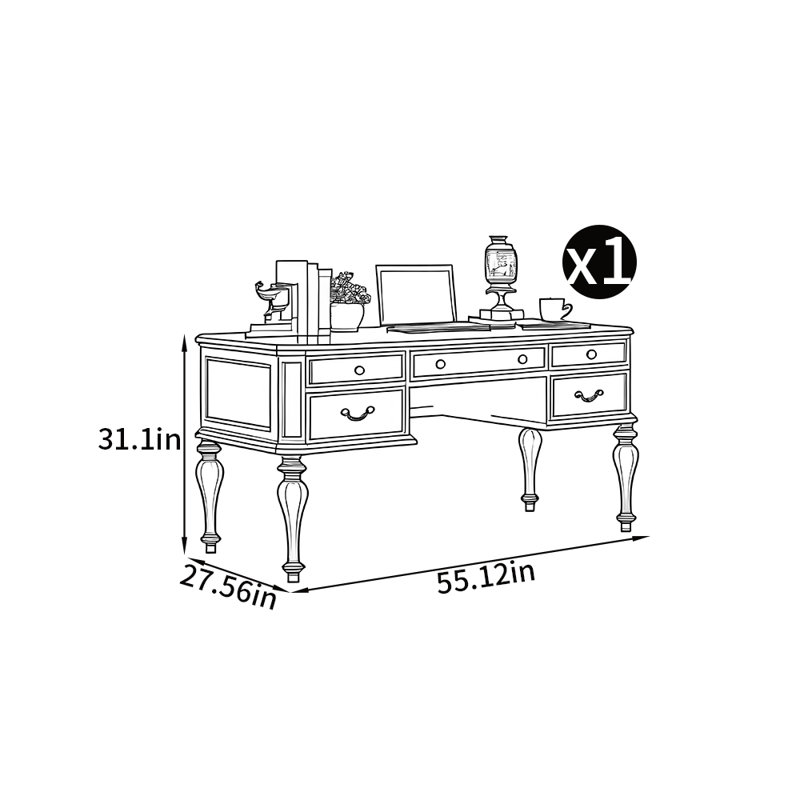 Bureau en bois massif de style américain