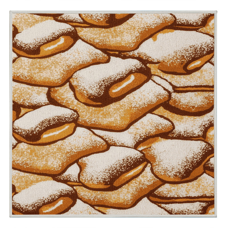 Washable Beignets Desserts Area Rug, Square 8'