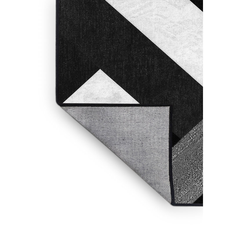 Tapis géométrique noir et moderne lavable à la machine Penola, Rond 5 pi
