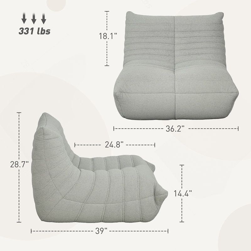 Fauteuil à billes, canapé à billes avec mousse haute densité pour chambre à coucher, Noir