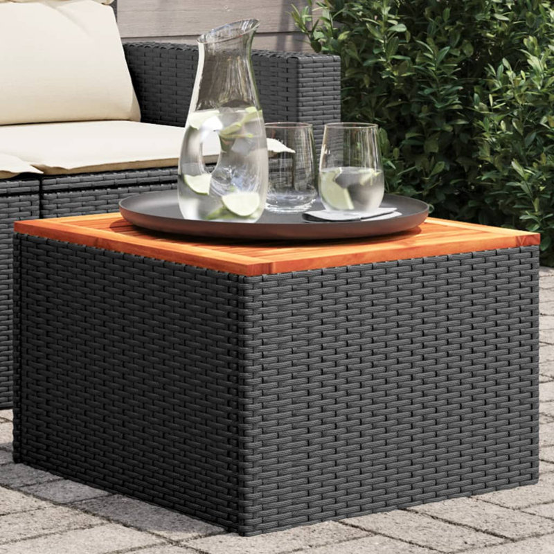  Garden Table Black And Brown PE Rattan Compact Durable, Black