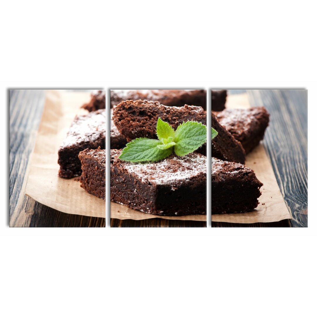 3-tlg. Leinwandbilder-Set Schokobrownies