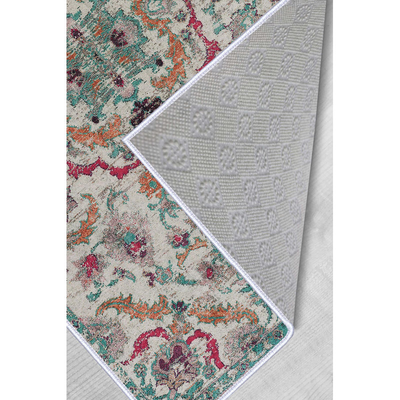 Tapis tissé élégant (4 x 6 pieds), 100% polyester, d'une hauteur de poils de 0,3 po | Pois antibactérien antidérapant en PVC | Lavable à la machine, impression numérique en 3D | Parfait pour le salon, la chambre à coucher et le bureau