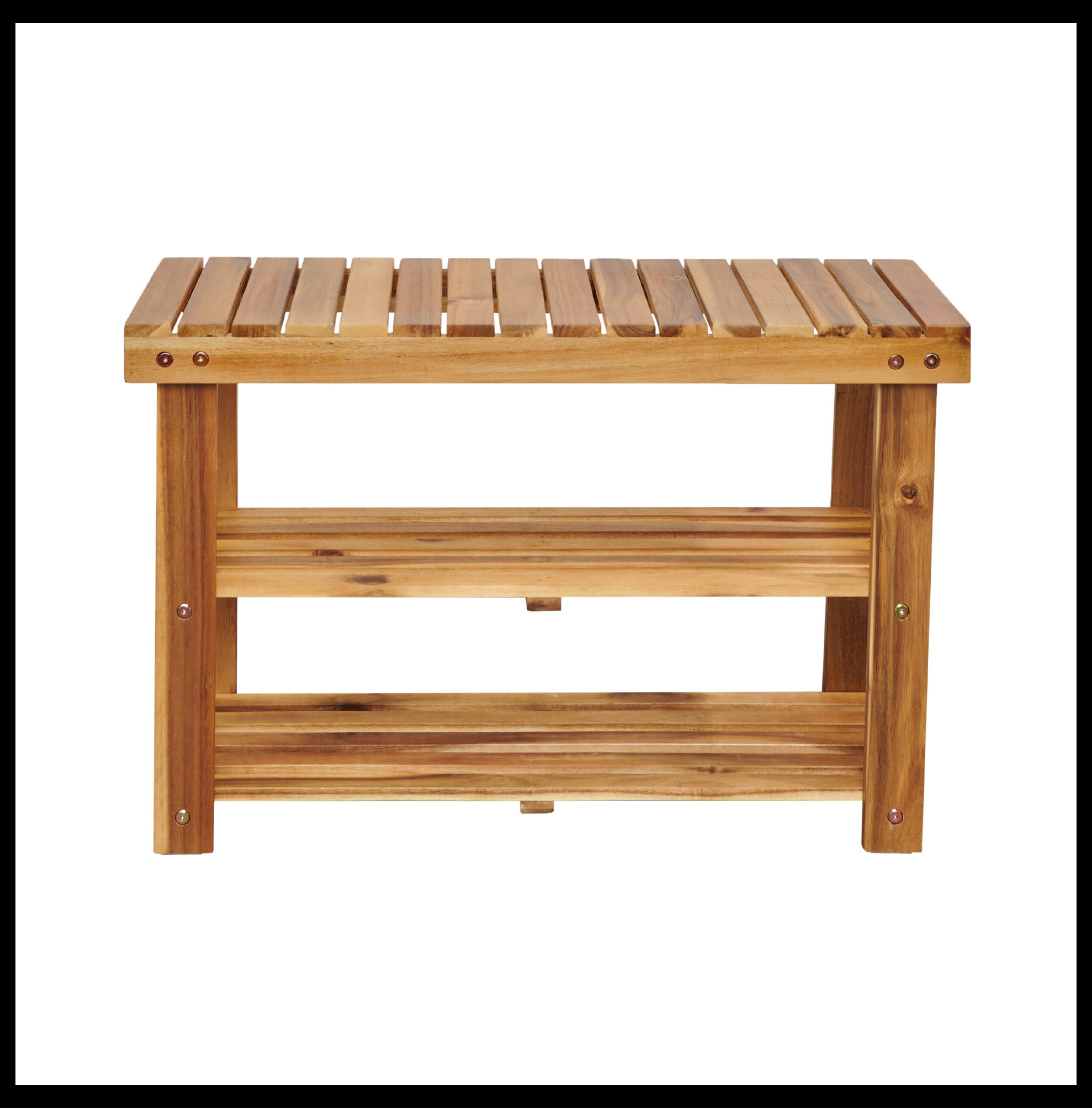 Winston Porter Abdikarin Acacia Wood Shoe Rack Bench Strong Weight
