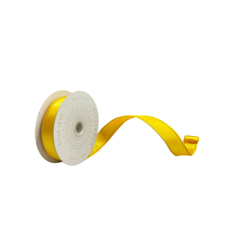 Vickerman 10yd Satin Christmas Ribbon, Yellow, 0.2" H x 360" W x 1" D