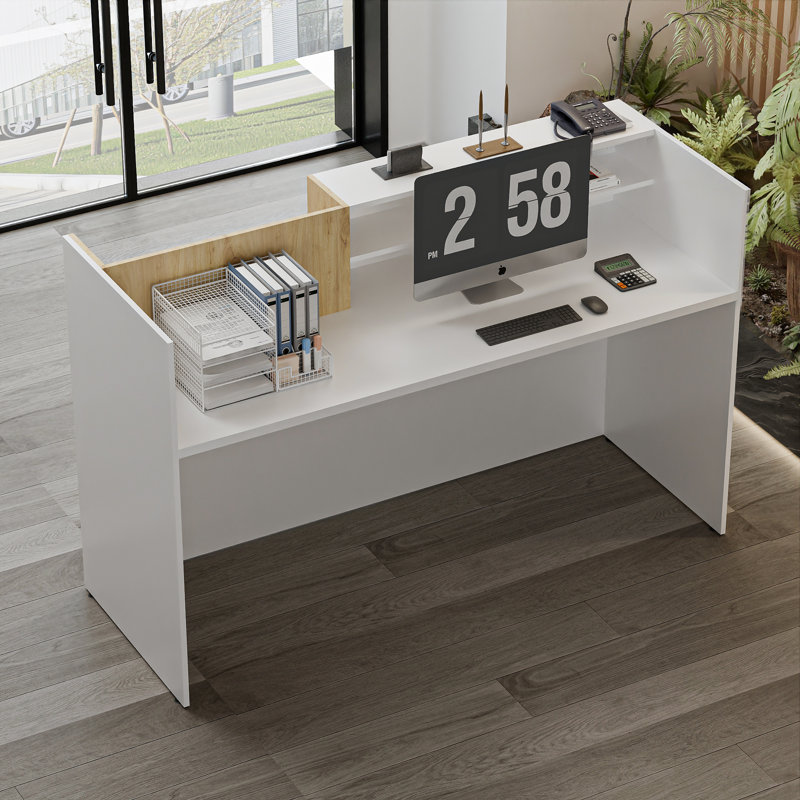 63'' Modern Wood Reception Desk With Storage
