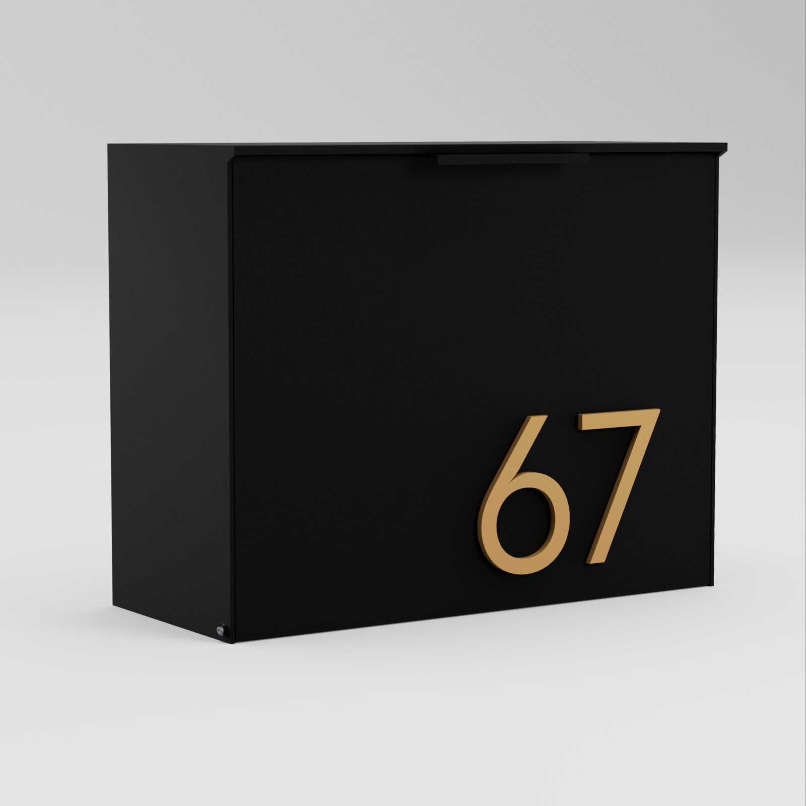 Cubby Wall Mounted Steel Mailbox, Black, Yes, Brass