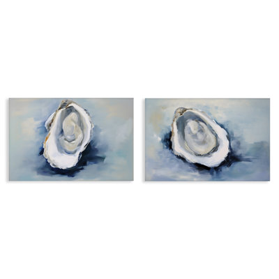 «Open Oyster Mollusk Shells», ensemble de 2 reproductions d'art sur toile par Petal Prints Design