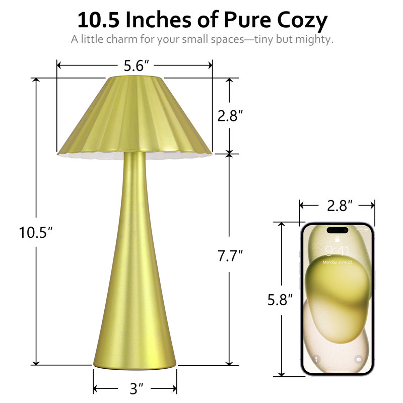 La lampe de table 10,5 "rechargeable en forme de champignon tactile est dotée d'une gradation continue et d'une charge USB-C, adaptée aux salons, aux chambres et à l'extérieur