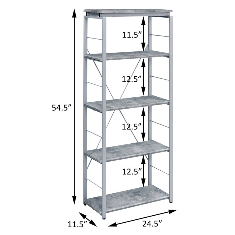 Bibliothèque industrielle rustique à 4 tablettes avec structure en acier durable et beaucoup de rangement, parfaite pour les espaces modernes et traditionnels.