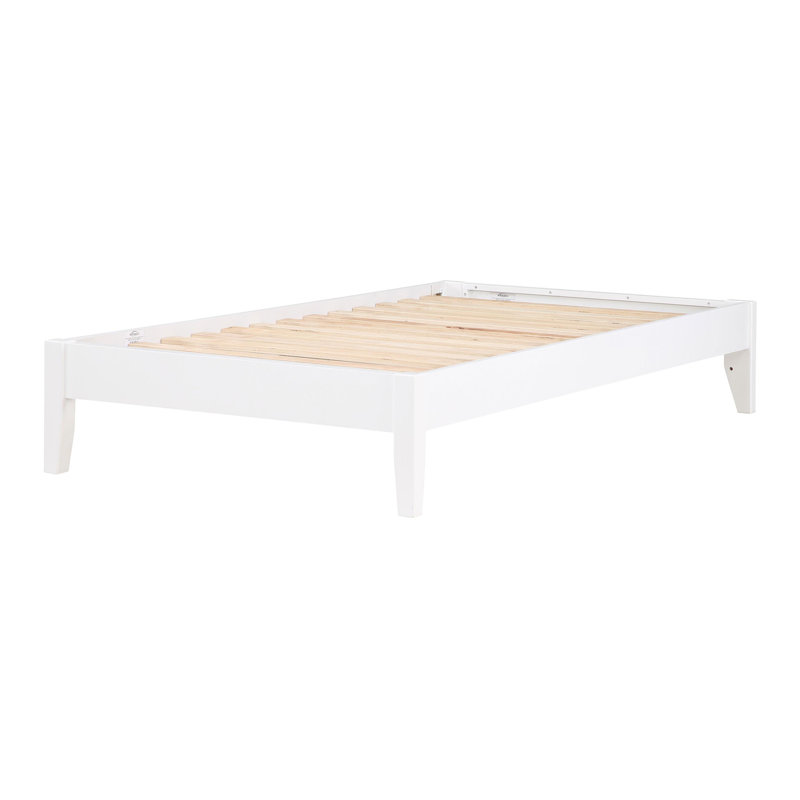 Moscaritolo Wood Platform Bed, White, Twin