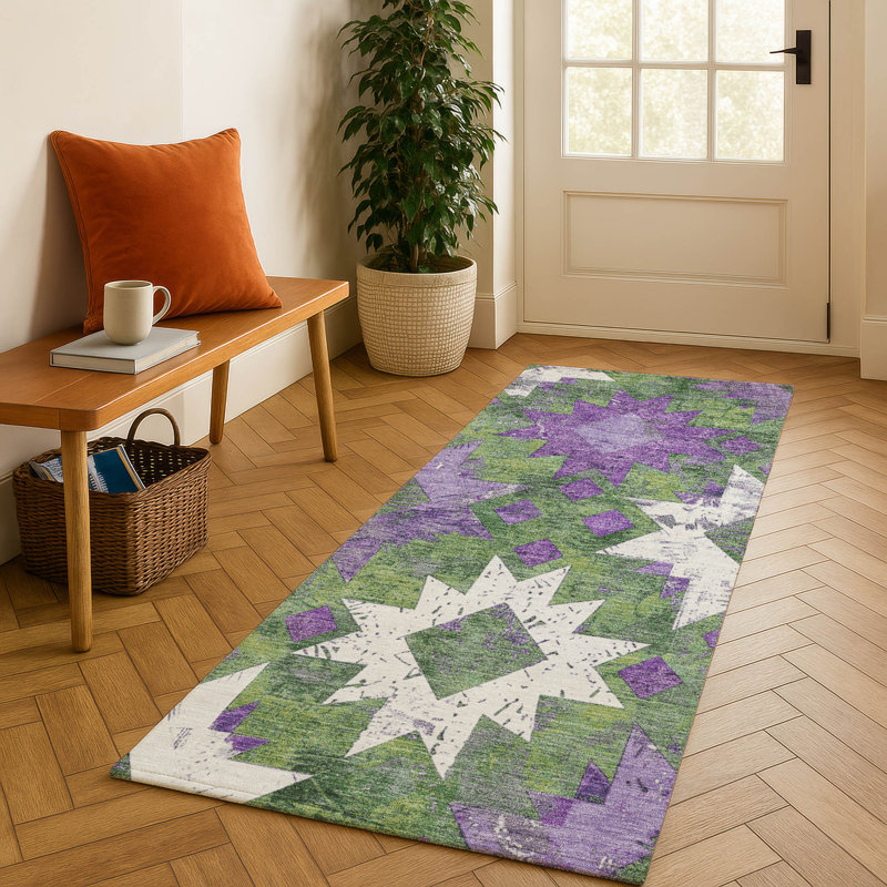 Premium Machine Washable Fairwood AMF1879 Aztec Rug, Runner 2'3" x 7'6"
