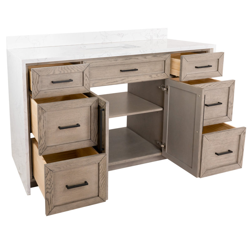 Akalya 60" Bathroom Vanity Set, Gray Oak