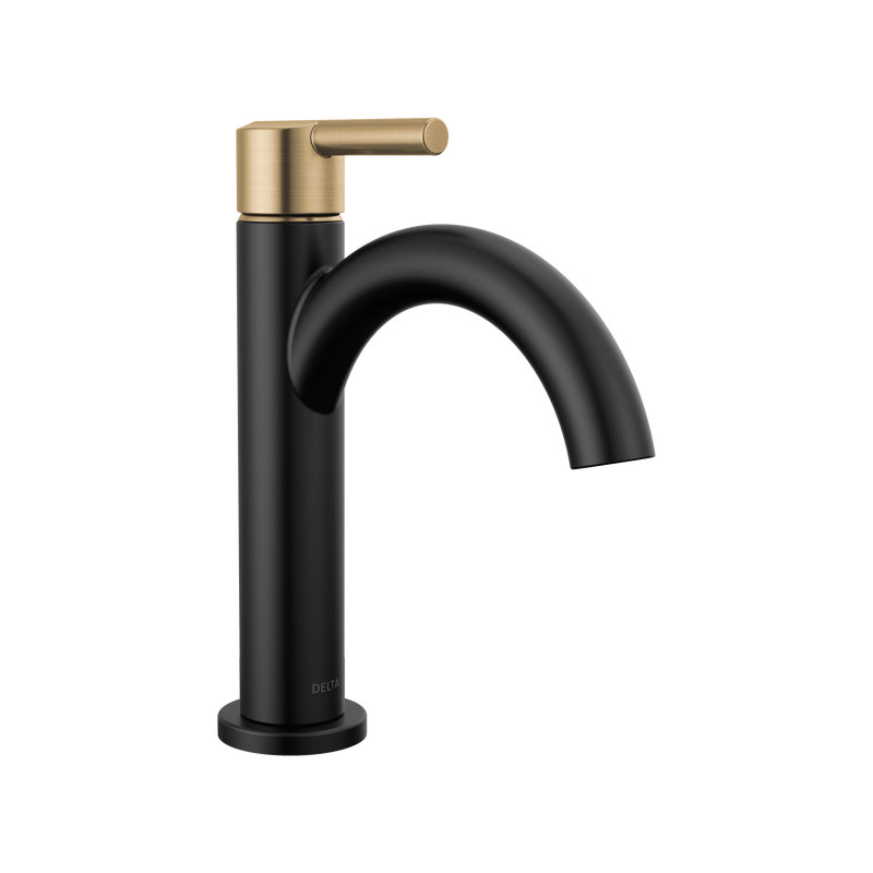 Robinet pour salle de bain à un trou avec ensemble de bonde Nicoli, Noir mat / bronze champagne