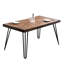 Table de salle à manger rustique en pin foncé avec base en épingle à cheveux en métal, solide pour l'entrée, l 33 x P 60 x H 30