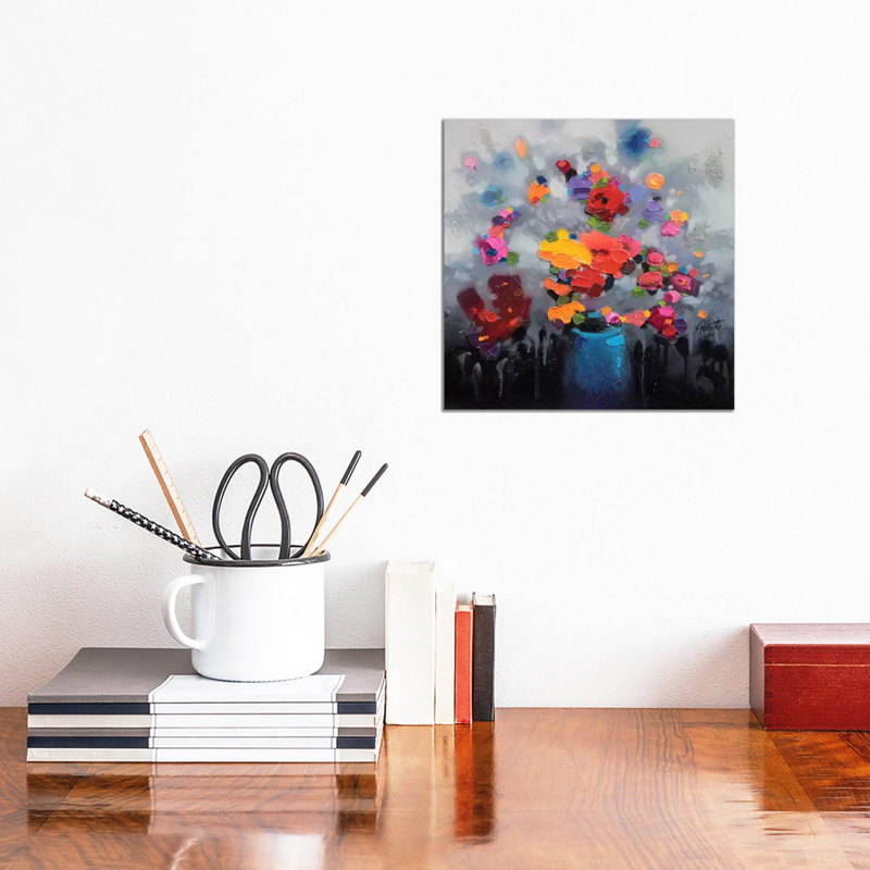 «Bouquet I» par Scott Naismith - impression d'art graphique, Toile tendue, Pas de tapis, 12" H x 12" W x0.75" D