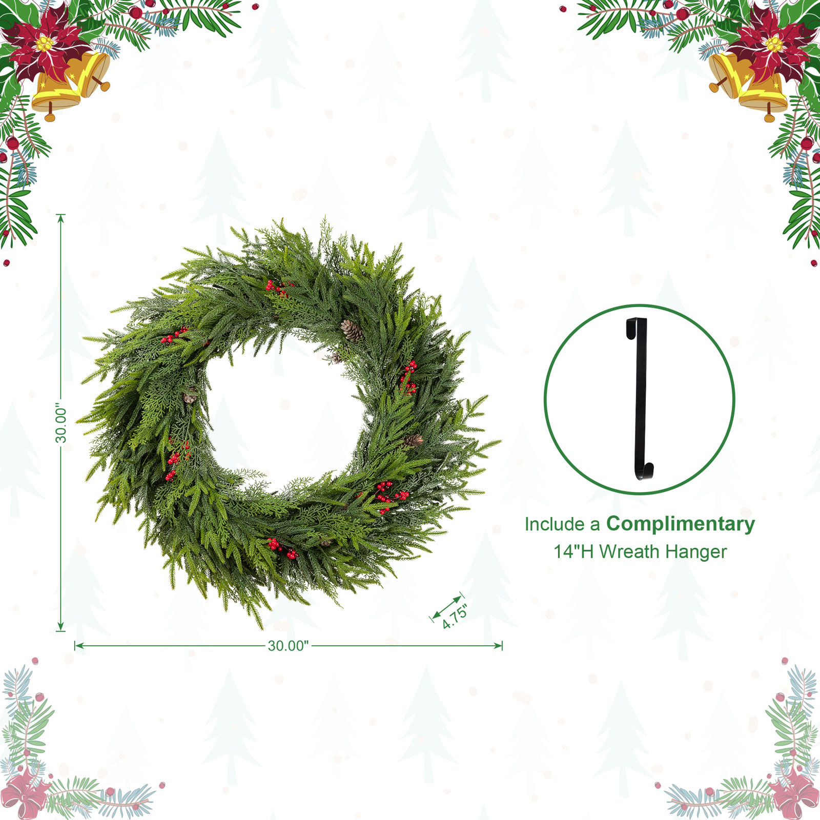 30" Berry Front Door Wreath
