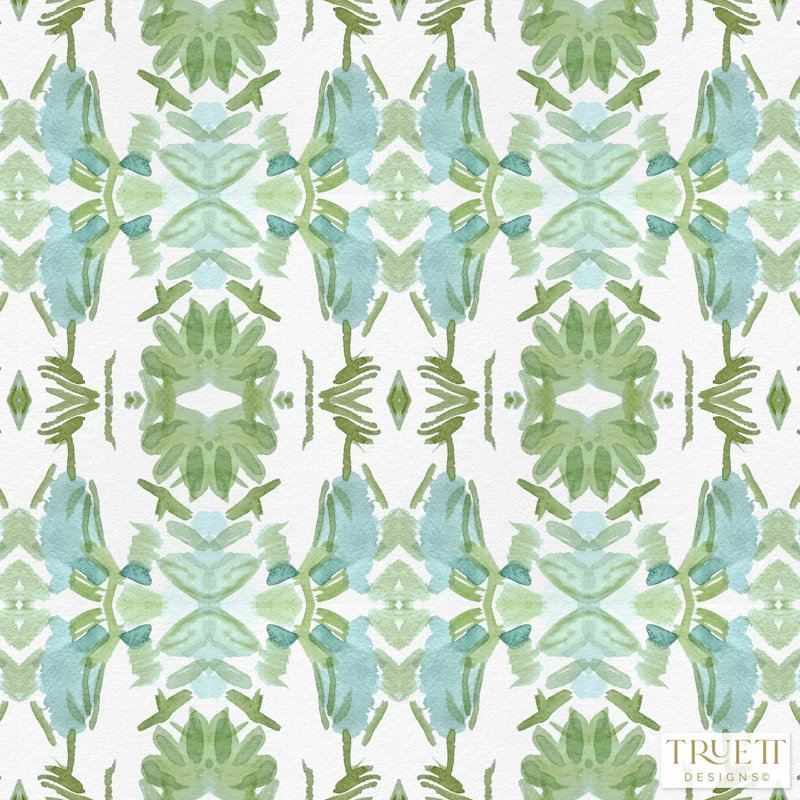 Wildflowers I Small Repeat Luxury Throw, Blue/Sage Green