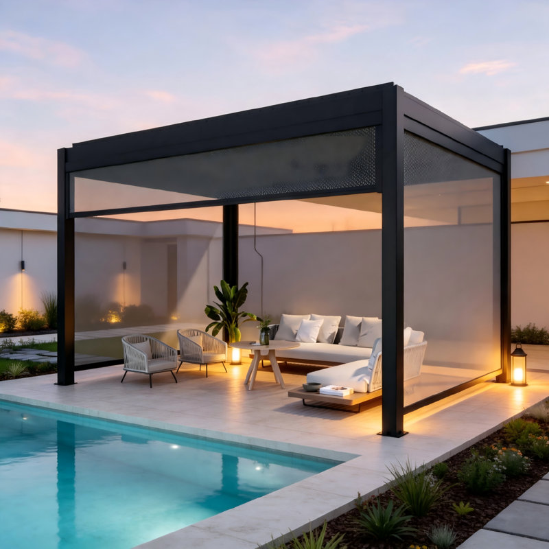 Auvent de pergola de patio à persiennes manuel, stores d'ombrage polyvalents pratiques convenant aux terrasses extérieures et aux balcons privés