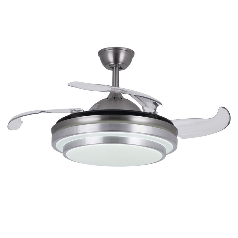 Aadin 42'' 4-Blade Silver Retractable Ceiling Fan With Light Kit and Remote Control 