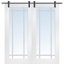80'' Solid + Manufactured Wood Glass without Installation Hardware Kit Barn Door