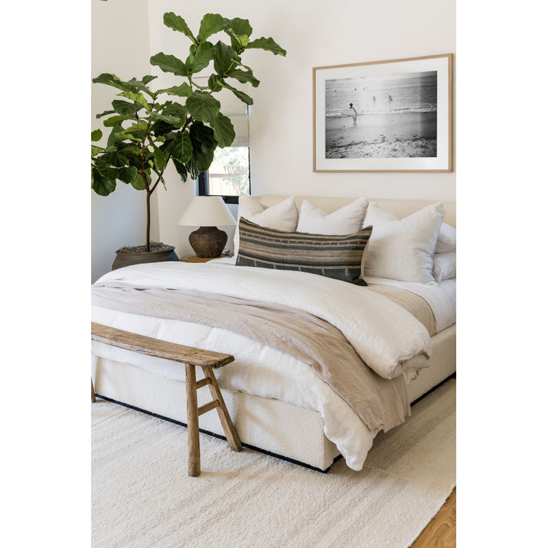Koukila Linen Striped Area Rug in Beige, Rectangle 6'3" x 9'