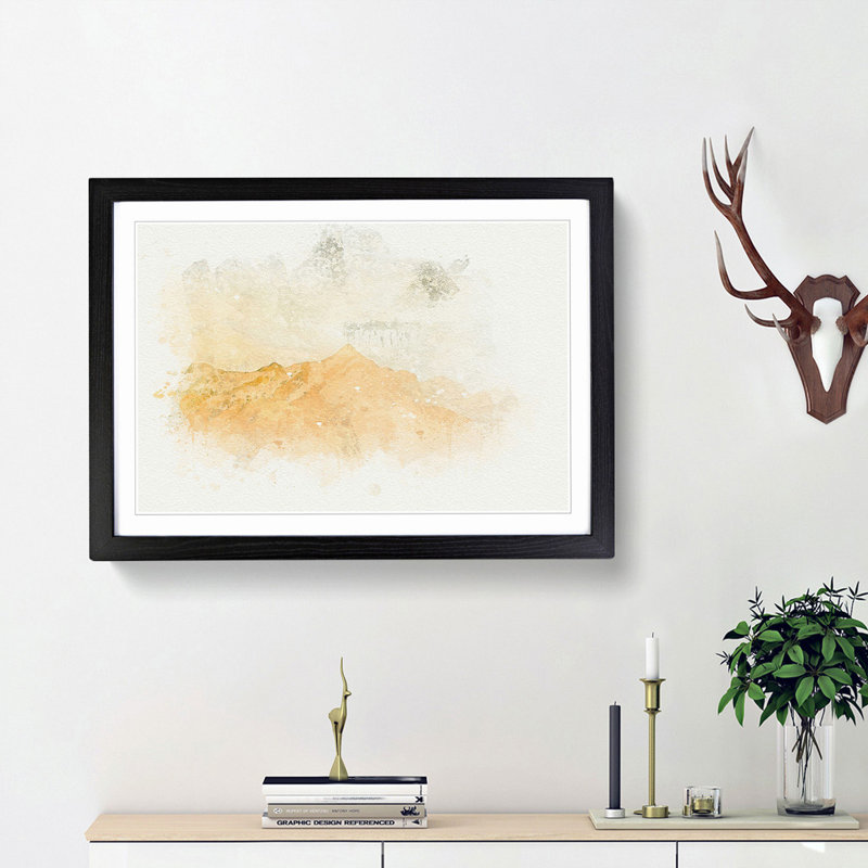 Distant Mountain in Abstract - Picture Frame Graphic Art Print, 36cm H x 48cm W x 2cm D, Black Framed