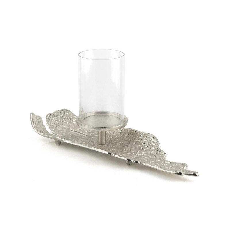 Metal Tabletop Hurricane, Silver, Small