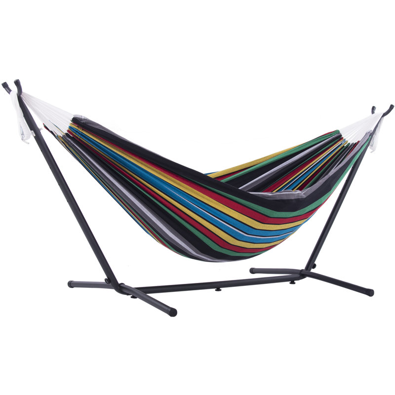Double Classic Hammock with Stand, Rio Night, 104cm H x 250cm L x 109cm W, Black