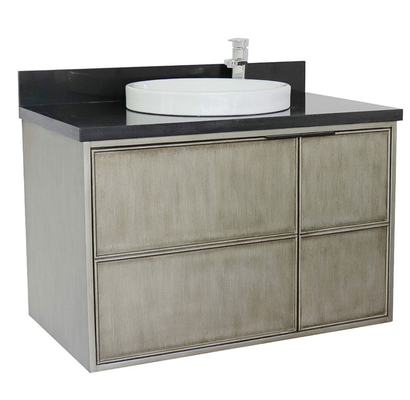 Ensemble de meuble-lavabo simple mural 37 "37", Noir galaxie