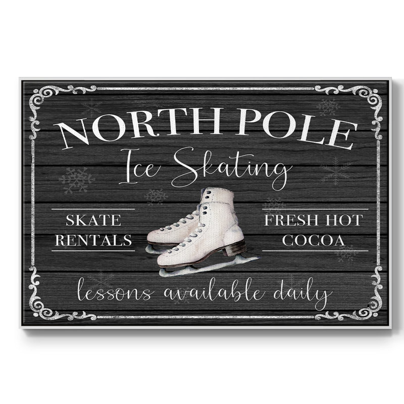 Patin à glace North Pole, H 27 po x l 41 po x P 2 po, Toile avec cadre blanc