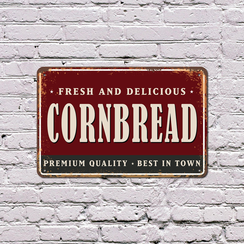 Enseigne de fantaisie en aluminium 10 po x 14 po Cornbread Street, H 10 po x l 14 po x P 0,1 po