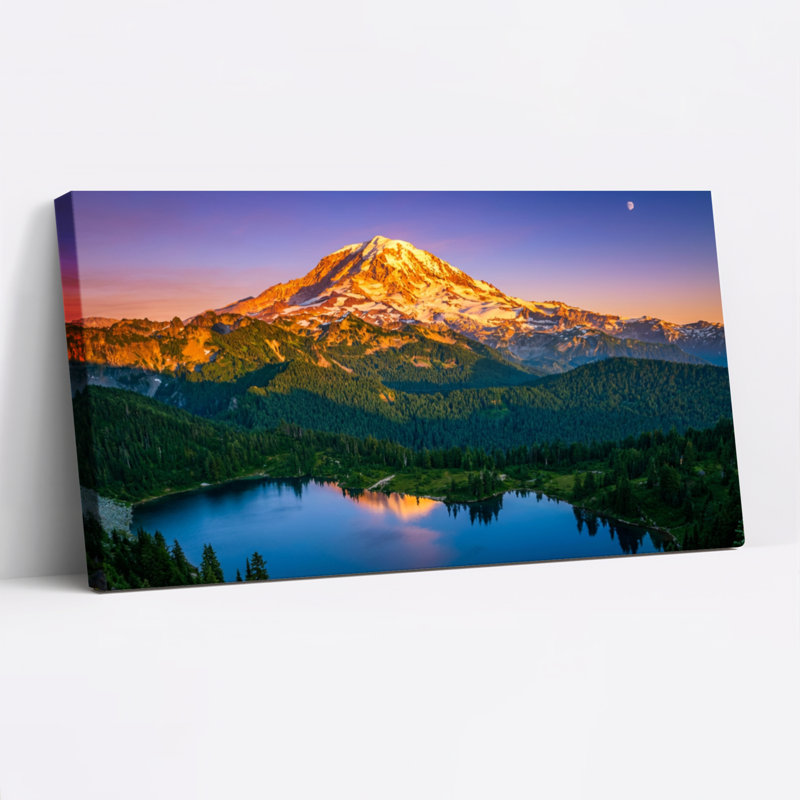 Tableau sur toile tendue représentant un coucher de soleil sur le mont Rainier (lot de 1), 3216