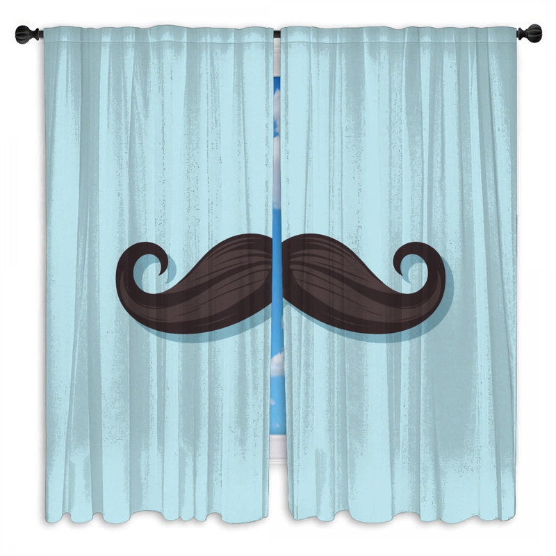 Rideaux de fenêtre enroulés et bouclés noir avec moustache et obscurcissant - 2 panneaux, 80in x 61in - 2 panels