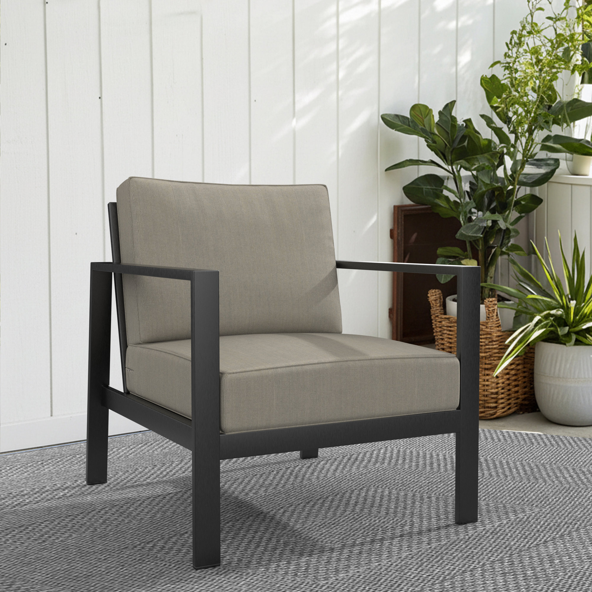 Lani Outdoor 2 - Piece Sunbrella Seat/Back Cushion, Spectrum Dove Sunbrella® Plainweave