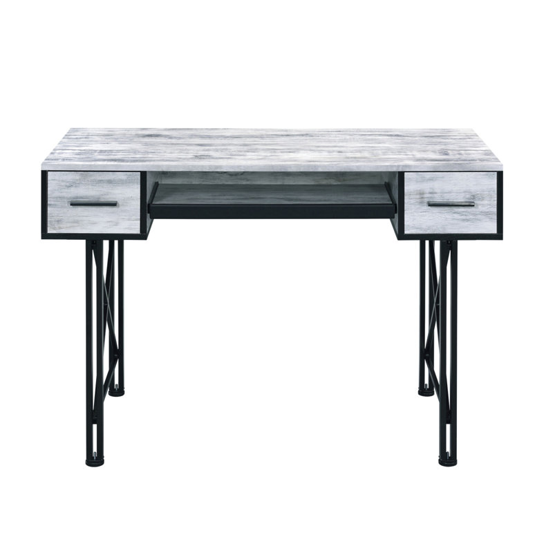Bureau d'ordinateur noir avec plateau pour clavier, Gris